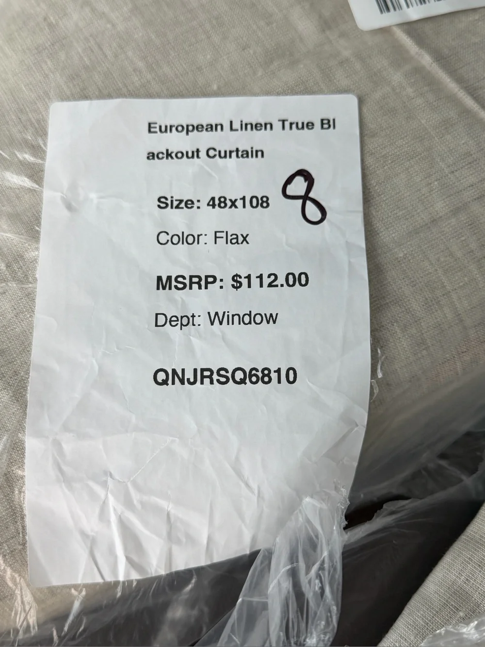 Quince Set of 2 European Linen True Blackout Curtains Flax 48x108 Panels